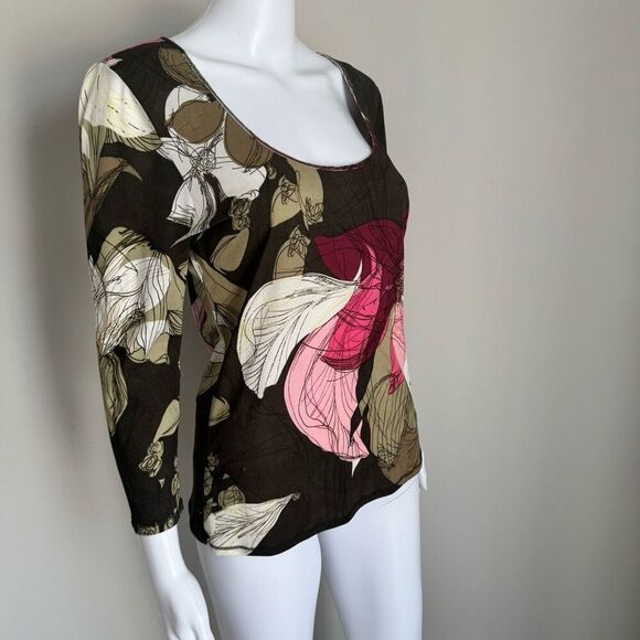 Ellen Tracy Y2K Silk 3/4 Sleeve Top Size S - Picture 3 of 8